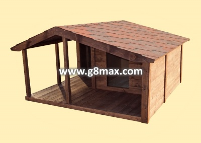 Hundehütte mit großer geschlossener Terrasse