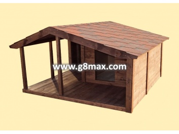Hundehütte mit großer geschlossener Terrasse