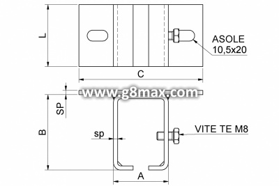 COMBI ARIALDO Paigaldamine kasti MEDIO, 60x120mm, 52x71x4mm (tsingitud)