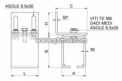 COMBI ARIALDO Seinakinnitus GRANDE, 60x80mm, 66x86x4mm (tsingitud)