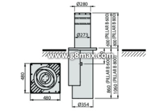 Hydraulisch Territorialpoller BFT PILLAR B 275 / 800.6CL