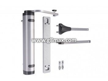 Hydraulischer vertikaler Torschließer LOCINOX mit 180° und 90° Scharnieren, silber